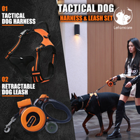 Harnais et laisse robustes pour grands chiens, gilet tactique anti-traction, laisse rétractable LED de 5 m