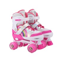 Patins à roulettes pour enfants Sportneer, ensemble de protection pour l'extérieur, 4 tailles réglables, filles, 8 roues LED clignotantes, design de dessin animé, nylon, cuir