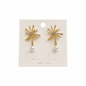 Vendita calda Trending stile coreano Set orecchini a Clip in oro perla strass da donna per regalo - Product Image 2