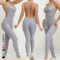 Mono deportivo de una pieza holgado con tirantes cruzados ajustables para gimnasio, yoga, baile y entrenamiento, ropa deportiva de verano, mallas elásticas