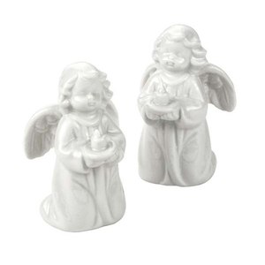 Set di 2 Angeli in Porcellana Bianca Altezza 98mm Decorazione Casa Originale e Creativa - Product Image 1