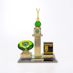 Cristal de vidrio Makkah la meca de Torre del Reloj de Alá Kaaba Corán islámico, Eid regalo MH-G0463