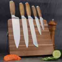 Ensemble de 5 couteaux de cuisine en acier inoxydable de qualité supérieure, couteaux en acier inoxydable pour boucher avec manche en bois