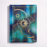 Carnet de notes personnalisé à couverture rigide en feuille d'or Soleil et Lune, thème Astrologie et Constellations, vente en gros