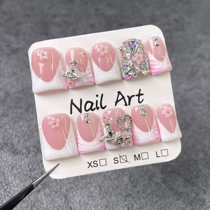 Offre Spéciale fait à la main en forme de bec de canard presse sur les <span class=keywords><strong>ongles</strong></span> 10 pièces réutilisables acrylique <span class=keywords><strong>faux</strong></span> <span class=keywords><strong>ongles</strong></span> <span class=keywords><strong>modèle</strong></span> de motif carré artificiel - Product Image 5