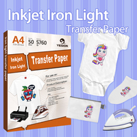 Papier transfert imprimable jet d'encre A4 pour t-shirts clairs – Feuilles thermocollantes pour presse à chaud pour motifs personnalisés sur tissus en coton