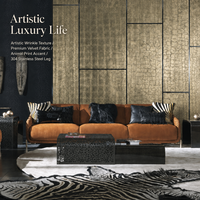 Canapé de luxe moderne en velours texturé effet froissé, idéal pour villas, hôtels, salons et projets de design.