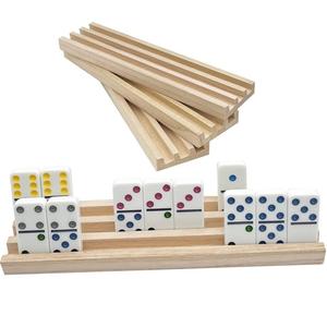 Supports Domino de 25.5cm Supports de plateaux en <span class=keywords><strong>bois</strong></span> de hêtre Domino de qualité supérieure pour pied de poulet Train mexicain et jeux Domino Letter Pine Batten - Product Image 6