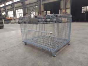 Gegalvaniseerde Industriële Opslag Opvouwbare Stapelbare Metalen Staalgaascontainer - Product Image 2