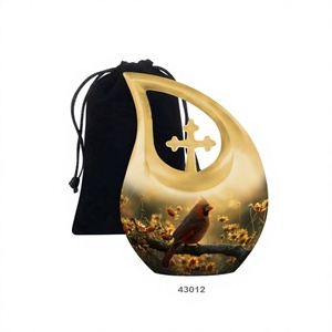 Venta caliente gran gota de lágrima Cardenal pájaro cremación urna para adultos para cenizas humanas urna grande decorativa con bolsa de terciopelo gratis - Product Image 1