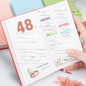 Planificateur quotidien, agenda <span class=keywords><strong>de</strong></span> 100 jours, manuel <span class=keywords><strong>de</strong></span> travail, bloc-notes en cuir A6, feuilles mobiles autocollantes magnétiques, personnalisable, marque YX - Product Image 3