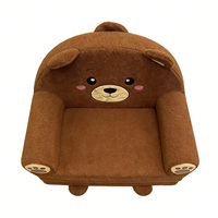 Canapé-lit pliable pour tout-petits en peluche ours brun, convertible en 3 niveaux avec un design animal mignon