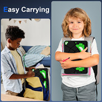 Étui antichoc robuste pour iPad 10.2 7e, 8e, 9e génération (2019, 2020, 2022) avec support pliable et bandoulière, design animé pour enfants