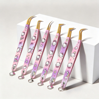 Pince à cils professionnelle à pointe ultra-fine avec logo personnalisé gratuit pour extensions de cils et création de bouquets de volume