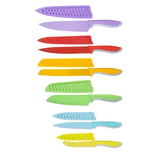 Morandi color system 6 PCS chinese chef knife NonStick coloured kitchen knife set With Knife Sheath Colorful