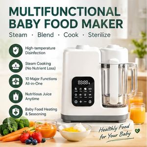 Robot culinaire pour bébé en verre de haute qualité, silencieux, avec chauffe-biberon et cuiseur vapeur pour purées, pour la maison, la voiture et le camping-car - Mixeur multifonctionnel pour nourrissons - Product Image 6