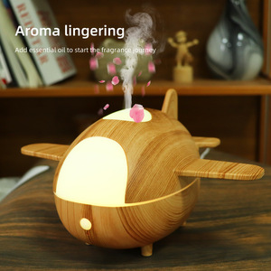 Wood Grain Airplane Humidifier USB Powered 2-8H <b>Timer</b> 7 Color <b>Lights</b> <b>For</b> Home Office Hotel - Product Image 3