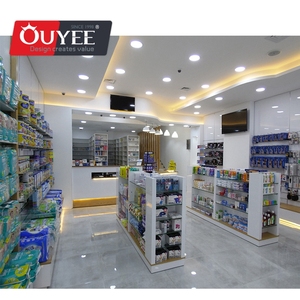 Tienda 3D, diseño de interiores, farmacia, tienda médica, para farmacia estantes de madera, pintura para hornear, Mostrador de farmacia MDF para tienda - Product Image 1