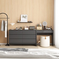 Coiffeuse minimaliste italienne en bois massif avec miroir, éclairage d'ambiance et meuble de rangement, personnalisable pour petits espaces