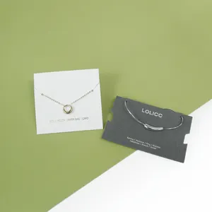 Embalaje de joyería con logotipo personalizado, tarjetas de joyería con estampado de oro caliente, logo de 400gsm, tarjeta de papel para collar