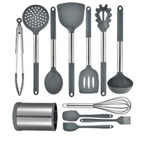 Perlengkapan Dapur 12 Pcs Set Peralatan Masak Silikon Gagang Stainless Steel Berkualitas Tinggi Logo Kustom Kit Peralatan Dapur