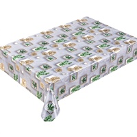 Nappe en PVC imprimée sur mesure, lavable, antidérapante, texture marbre avec motifs géométriques dorés et végétaux pour cuisine et fêtes