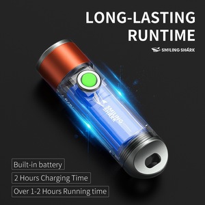 Smiling Shark M60 Keychain <b>Flashlight</b> USB <b>Rechargeable</b> LED Emergency Light Aluminum Alloy Spot Beam Push Button - Product Image 4