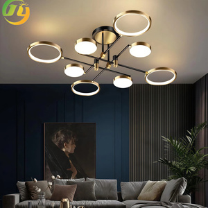 โคมไฟระย้า LED สำหรับห้องนั่งเล่น ดีไซน์เรียบง่ายทันสมัย สไตล์นอร์ดิก โครงสีทอง พร้อมรีโมทควบคุม - Product Image 1