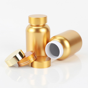 Pot de complément alimentaire en plastique doré de luxe, couvercle multicolore en option, flacon vide pour capsules, comprimés et compléments alimentaires - Product Image 3