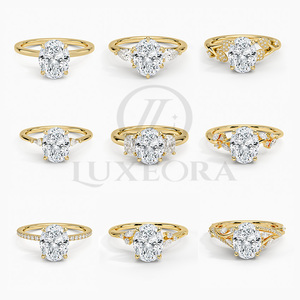 इग्जी सर्टिफाइड सीवीड वीड लैब बनाया गया हीरा 14k 18k ठोस सोने की लक्जरी अंगूठी की अंगूठी आभूषण महिला चपरासी हालो - Product Image 3