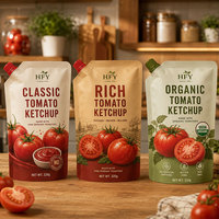 Voedselveilige, op maat bedrukte staande spuitzak voor tomatenketchup, saus, jam, mayonaise en voedselverpakkingen