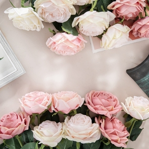 <span class=keywords><strong>Rose</strong></span> artificielle à tige unique, magnifique, rouge blanc, fleur décorative, YC1014, 1 pièce - Product Image 4