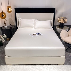 Parure de lit 4 pièces en satin de coton égyptien de luxe, couleur unie, housse de couette blanche, taies d'<span class=keywords><strong>oreiller</strong></span> - Product Image 6