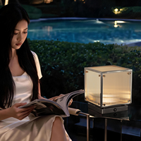 Lampe de table Aisilan Light Cube en verre chromé miroir haut de gamme pour chevet, salle à manger, café, avec interrupteur tactile