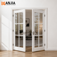 Porte-fenêtre française en PVC à double vitrage trempé insonorisé pour balcon, maison, salon, portes intérieures à battants en UPVC