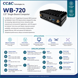 ผู้ผลิตขายส่ง CC&C WB-720 MediaTek Genio720 บอร์ดพัฒนา คอมพิวเตอร์บอร์ดเดี่ยวคุณภาพสูง พร้อม AI ในตัว - Product Image 3