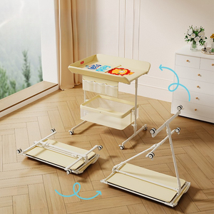 Table à langer multifonctionnelle pliable avec massage et fonction tactile pour nouveau-nés, portable et réglable en hauteur - Product Image 1