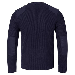 Pull tactique à manches longues DSF58 pour homme, bleu marine foncé, avec écussons sur les épaules et les coudes, tricot durable pour l'extérieur, vente en gros - Product Image 3