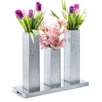 Vase à fleurs de table en acrylique scintillant argenté sur mesure manteau étagère lucite vase ensemble cadeau pour la décoration intérieure