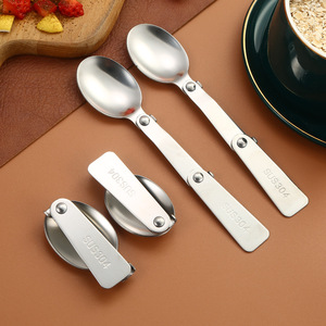 Portable 304 Stainless Steel Folding Spoon, Travel Camping Cutlery for Food Jar, Thermal Stew Cup Instant Noodle Bowl - Product Image 2