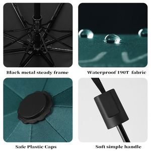 Parapluie de pluie compact pliable 3 volets le moins cher avec logo personnalisé et protection UV - Product Image 2