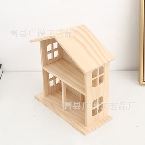 Wooden House Storage Rack 2 Tier Mini <b>Shelf</b> For Dolls Figurines Home Decor <b>Desktop</b> Organizer - Product Image 3