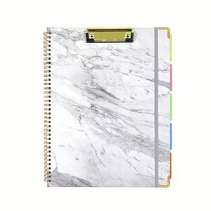 สมุดแพลนเนอร์ลายดอกไม้แบบสันเกลียว พร้อมคลิปหนีบสีทองลายหินอ่อน ปก PP - Product Image 4