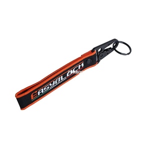 Custom Short Strap Carabiner Lanyards Keychain Embroidered Fabric Keychain Wristlet Car Brand Accessories Tag
