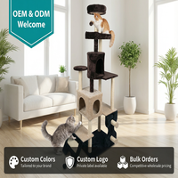 Arbre à chat en sisal moderne et luxueux, écologique, à 5 niveaux, avec thème de Noël, pour grands chats d'intérieur et chatons - Perchoir en peluche