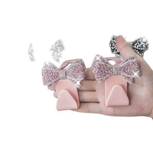 Crochets de dossier de siège de voiture pour sacs, avec nœud mignon et strass, organisateur de dossier, clips de fixation, accessoire intérieur automobile - Product Image 5