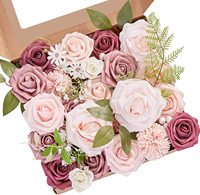 Künstliche Seidenblumen-Box-Set DIY Tischdekoration mit Schaumrosen und Blättern für Hochzeitsgeschenksets für Frauen