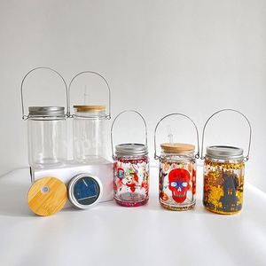 Bocal en verre à double paroi de 11 oz vierge pour sublimation, multifonctionnel, type globe de neige, avec couvercles à lumières solaires, couvercle en bambou et paille - Product Image 3