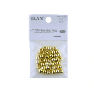 Perline in metallo ILAN 8mm placcate oro per lavori artigianali - Product Image 2