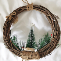 Karangan Bunga Kerucut Pinus Mini Buatan Tangan untuk Natal - Bahan Plastik yang Dapat Disesuaikan, Dekorasi Natal Luar Ruangan untuk Pintu Depan